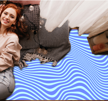 Alfombra vinílica geométrica olas azules que fluyen - TenVinilo