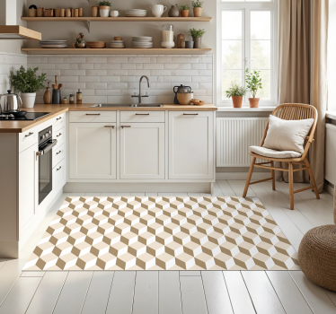 Alfombra vinílica cocina patrón de panal cúbico - TenVinilo