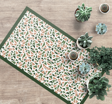 Alfombra vinílica geométrica Patrón de triángulos nórdicos verde  - TenVinilo