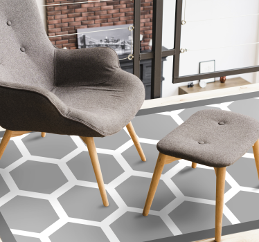 Alfombra vinílica geométrica Pentágonos figuras geométricas blanc - TenVinilo