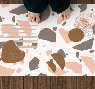 Alfombra vinílica geométrica Terrazo pastel con figuras - TenVinilo