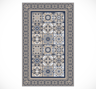 Alfombra vinílica hidráulica azulejos vintage marrones - TenVinilo