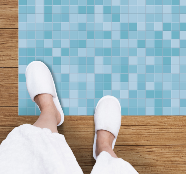 Alfombra vinílica hidráulica mosaicos de aguamarina - TenVinilo