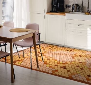 Alfombra vinílica cocina diseño hexagonal de panal - TenVinilo
