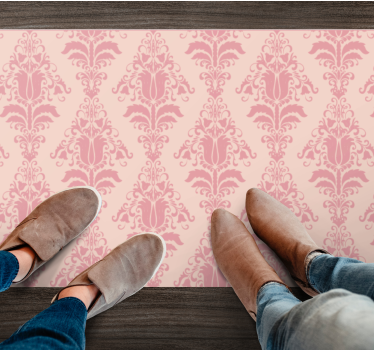 Alfombra vinílica recibidor elegante motivo rosa - TenVinilo
