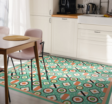 Alfombra vinílica cocina patrones inspirados en el sushi - TenVinilo