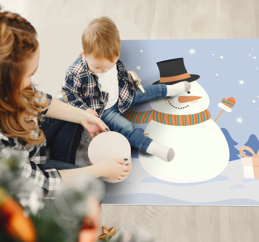 Alfombra vinílica infantil de muñeco de nieve - TenVinilo