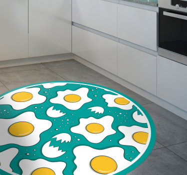 Alfombra vinílica cocina patrón de huevos fritos - TenVinilo