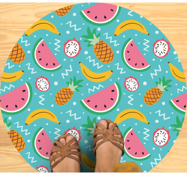 Alfombra vinílica cocina diversión de frutas tropicales - TenVinilo
