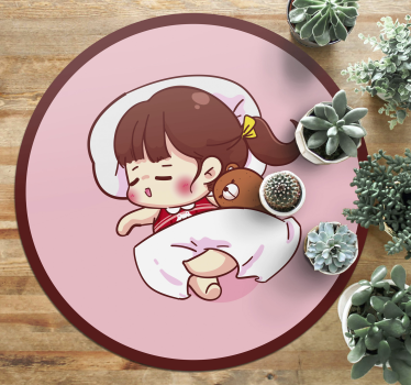 Alfombra vinílica infantil Durmiendo chica anime - TenVinilo