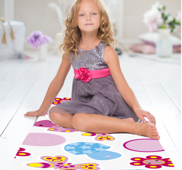 Alfombra vinílica infantil Flores de dibujos animados - TenVinilo