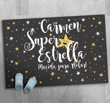 Alfombra vinílica infantil frase con nombre - TenVinilo