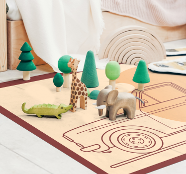 Alfombra vinílica infantil ilustración de vehículos - TenVinilo