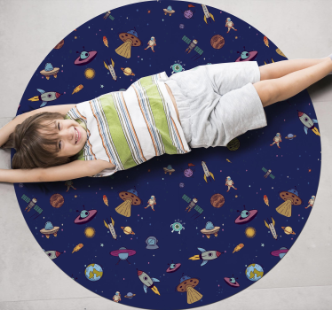 Alfombra vinílica infantil lugar para niños y naves espaciales - TenVinilo