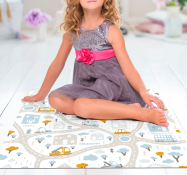 Alfombra vinílica infantil carreteras Doodle - TenVinilo