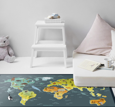 Alfombra vinílica infantil Mapa del mundo para niños - TenVinilo