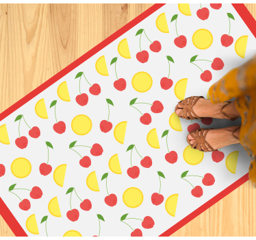 Alfombra vinílica cocina motivo de cereza y limón - TenVinilo