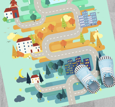 Alfombra vinílica infantil Paisaje con carreteras - TenVinilo