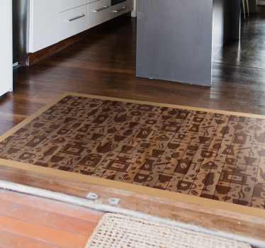 Alfombra vinílica cocina patrones de tazas de café - TenVinilo