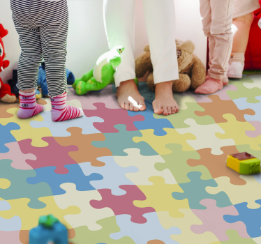 Alfombra vinílica infantil Piezas de rompecabezas de colores - TenVinilo