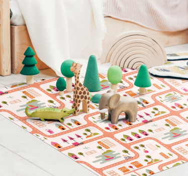Alfombra vinílica infantil Tractores de carretera para niños - TenVinilo