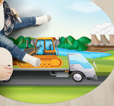 Alfombra vinílica infantil Tractores y camiones de carretera - TenVinilo