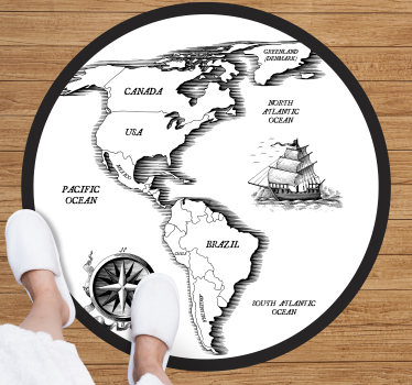 Alfombra vinílica mapamundi Continente americano - TenVinilo