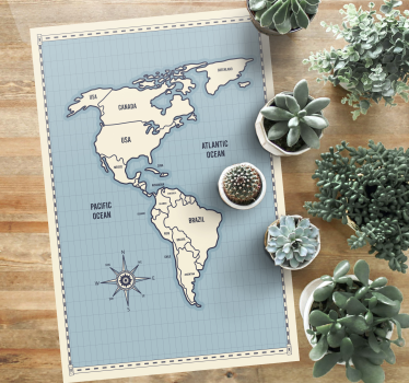 Alfombra vinílica mapa del continente americano - TenVinilo