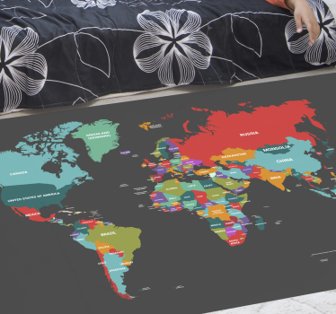 Alfombra vinílica mapamundi Tarjeta escolar - planisferio - TenVinilo