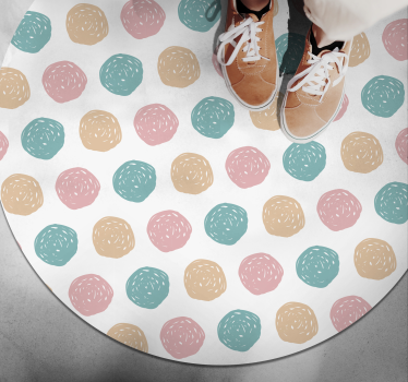 Alfombra vinílica dormitorio patrón lunares pastel - TenVinilo