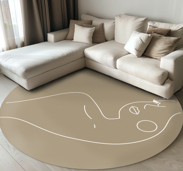 Alfombra vinílica minimalista de rostro de mujer - TenVinilo