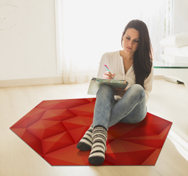 Alfombra de vinilo moderna triángulos rojos - TenVinilo