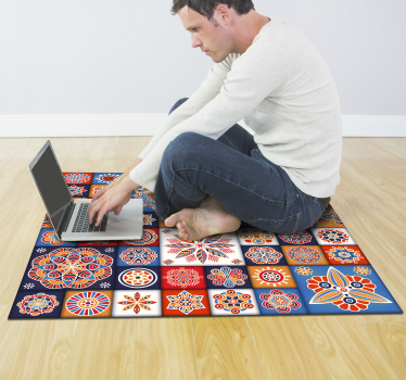 Alfombra vinílica cuadrada mosaico azulejos - TenVinilo