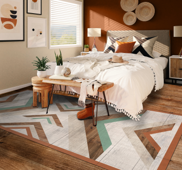 Alfombra vinílica dormitorio textura de madera chevron - TenVinilo