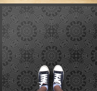 Alfombra vinílica mosaico Azulejos grises ornamentales - TenVinilo