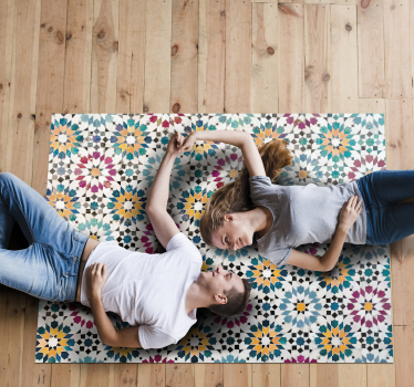 Alfombra vinílica mosaico floral - TenVinilo