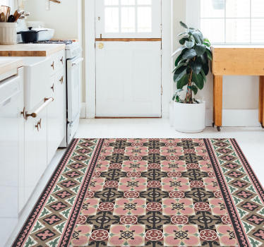 Alfombra vinílica cocina motivo botánico retro - TenVinilo