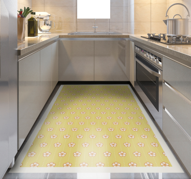 Alfombra vinílica mosaico Patrón de flor de cerezo amarillo - TenVinilo
