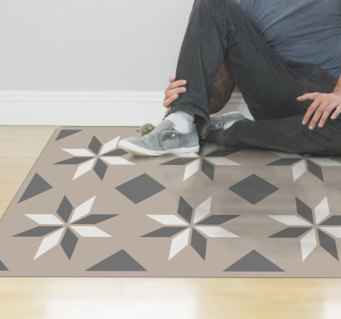 Alfombra vinílica beige patrones de estrellas - TenVinilo