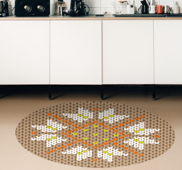 Alfombra vinílica recibidor estilo decorado con flores - TenVinilo
