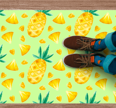 Alfombra vinílica cocina motivo de piña verde - TenVinilo