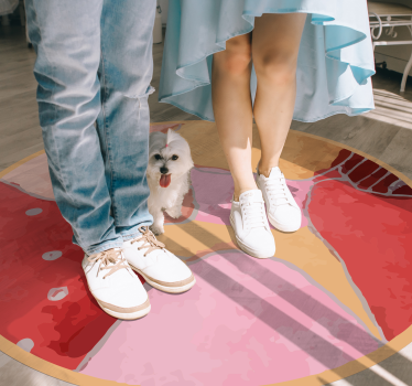 Alfombra vinílica recibidor motivos florales vibrantes - TenVinilo