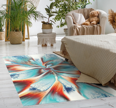 Alfombra vinílica dormitorio remolino floral abstracto - TenVinilo