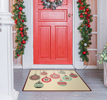 Alfombra vinilo navidad bolas colgantes - TenVinilo