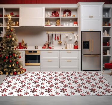 Alfombra vinilo navidad copos de nieve rojos - TenVinilo