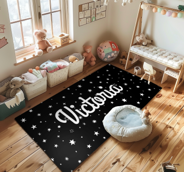 Alfombra vinilica infantil noche estrellada con nombre - TenVinilo