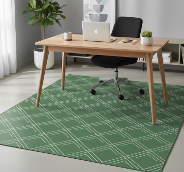 Alfombra vinílica oficina cuadrados verdes elegantes - TenVinilo