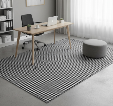 Alfombra vinílica oficina cuadro vichy blanco y negro - TenVinilo