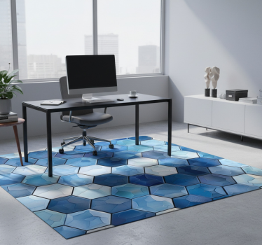 Alfombra vinílica oficina efecto azulejos azules - TenVinilo