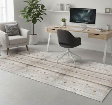 Alfombra vinílica oficina efecto madera pino blanco - TenVinilo